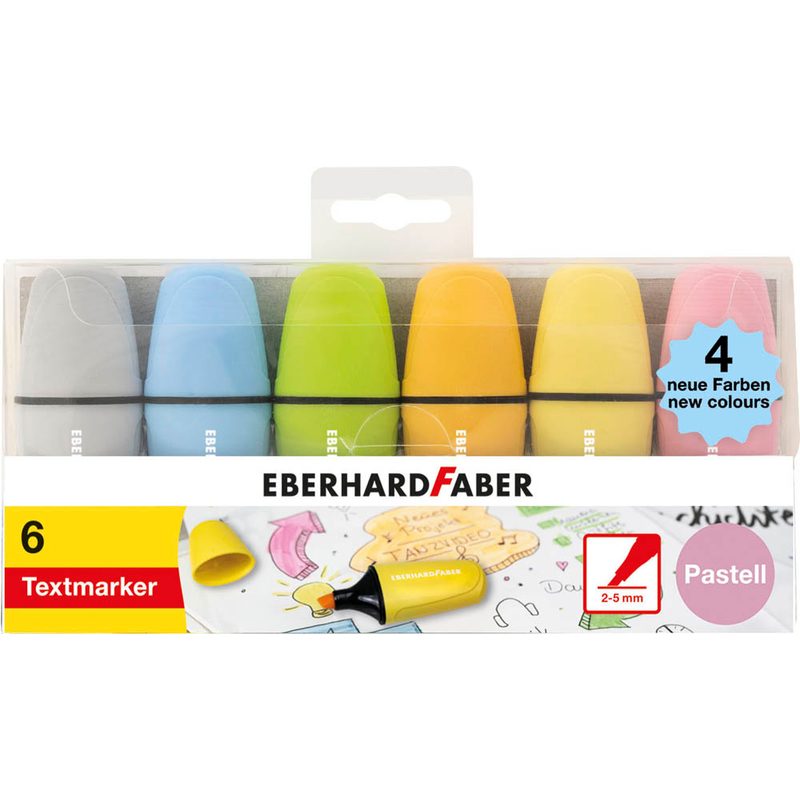 EBERHARD FABER Pastell Mini Textmarker farbsortiert, 6 St.