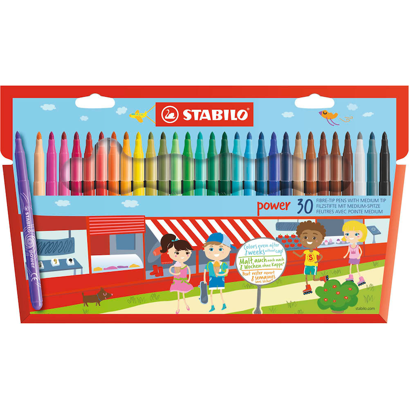 STABILO power Filzstifte farbsortiert, 30 St.