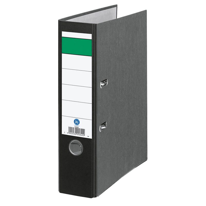 Grüner Balken Ordner schwarz marmoriert Karton 8,0 cm DIN A4