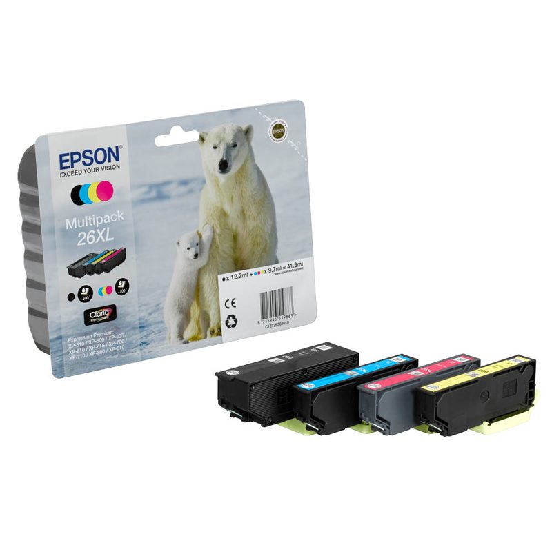 EPSON 26XL / T2636XL schwarz, cyan, magenta, gelb Druckerpatronen, 4er-Set