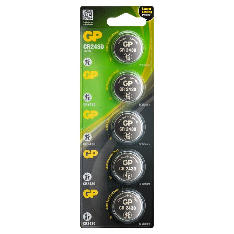 5 GP Knopfzellen CR2430 3,0 V
