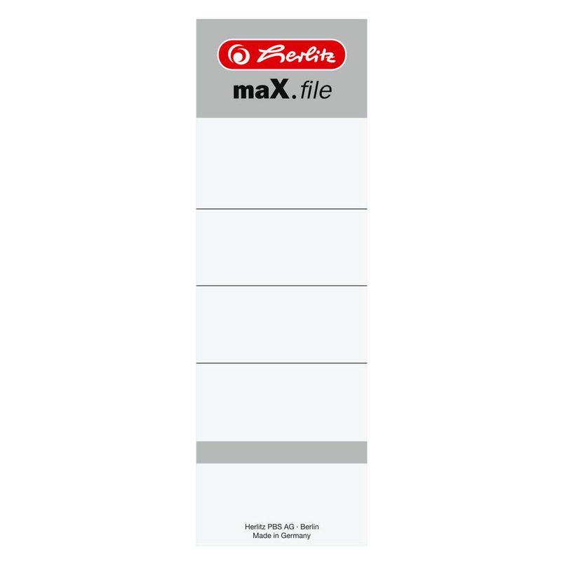 10 herlitz Ordneretiketten maX.file weiß für 8,0 cm Rückenbreite