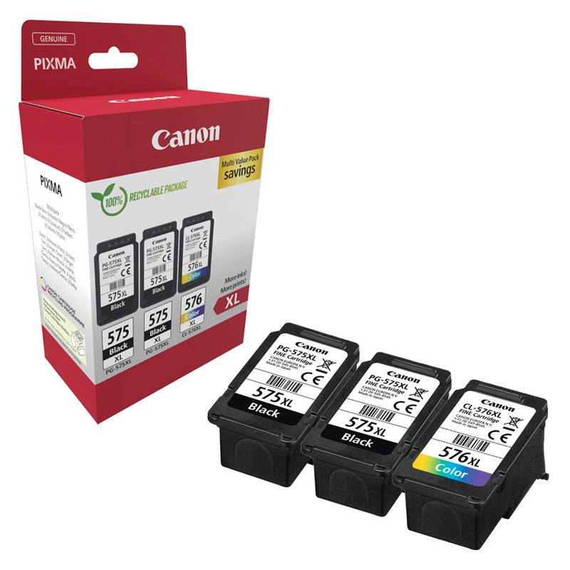Canon PG-575XLx2/CL-576XL  schwarz, color Druckköpfe, 3er-Set