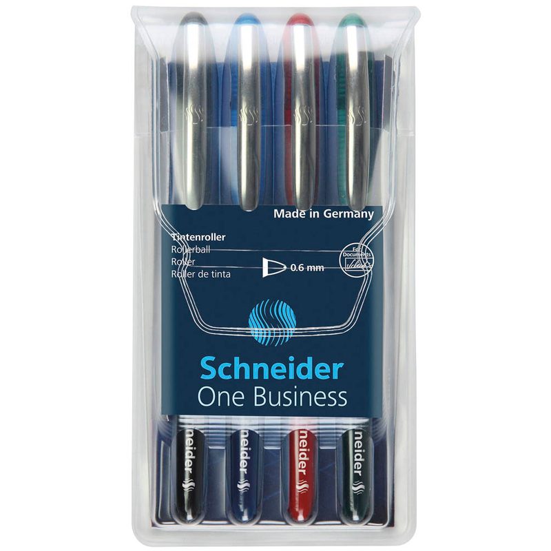 Schneider One Business Tintenroller 0,6 mm, Schreibfarbe: farbsortiert, 4 St.