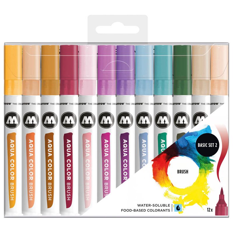 MOLOTOW Aqua Color Basic Set 2 Brush-Pens farbsortiert, 12 St.