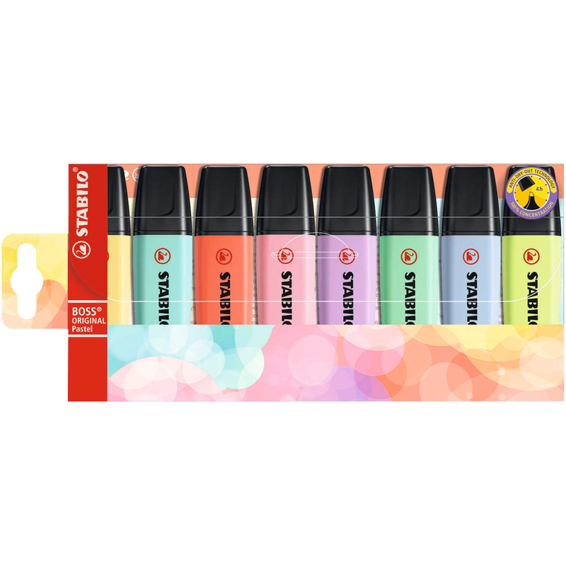 STABILO BOSS ORIGINAL Pastel Textmarker farbsortiert, 8 St.