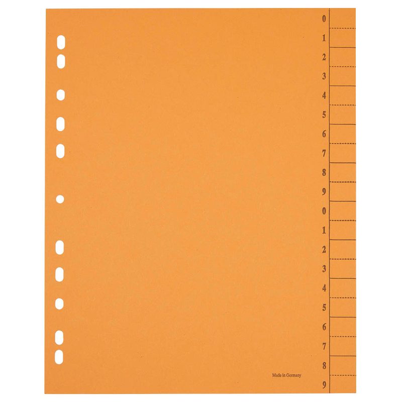 Trennblätter 0-9 orange, 100 St.