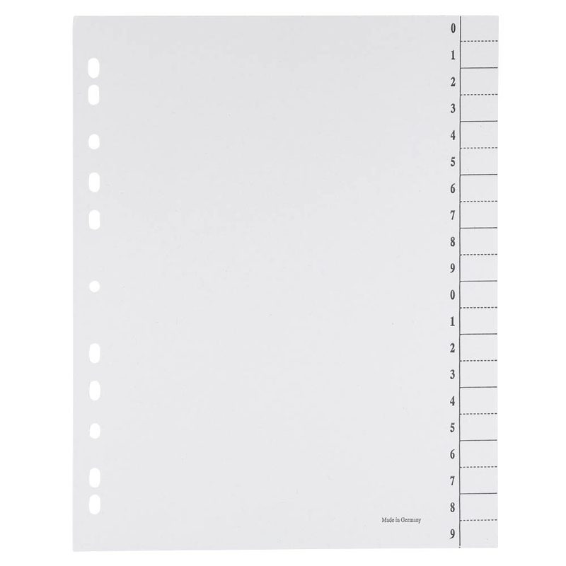 Trennblätter 0-9 weiß, 100 St.