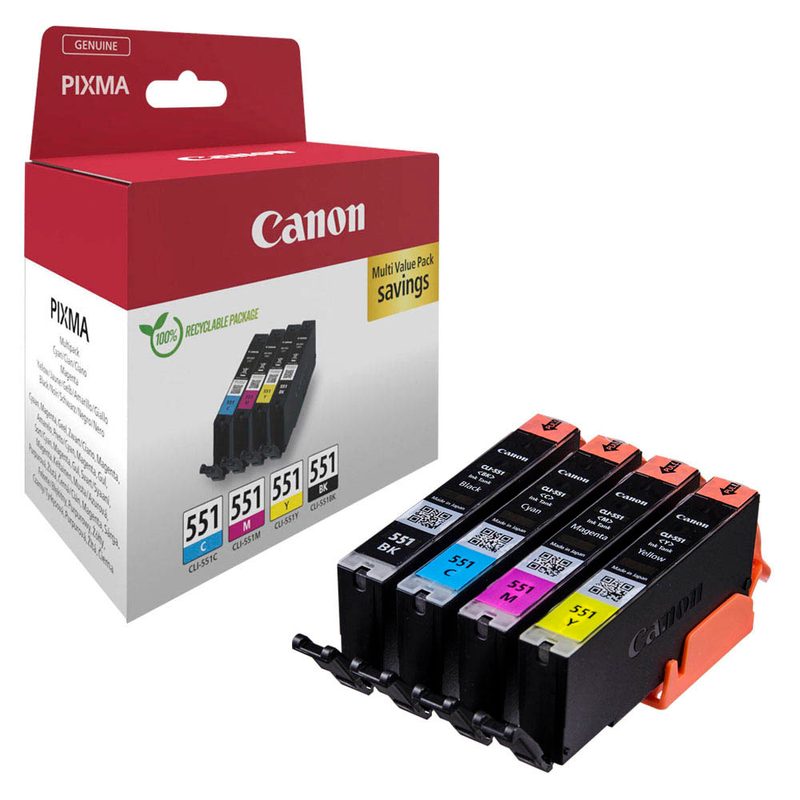 Canon CLI-551 BK/C/M/Y  schwarz, cyan, magenta, gelb Druckerpatronen, 4er-Set