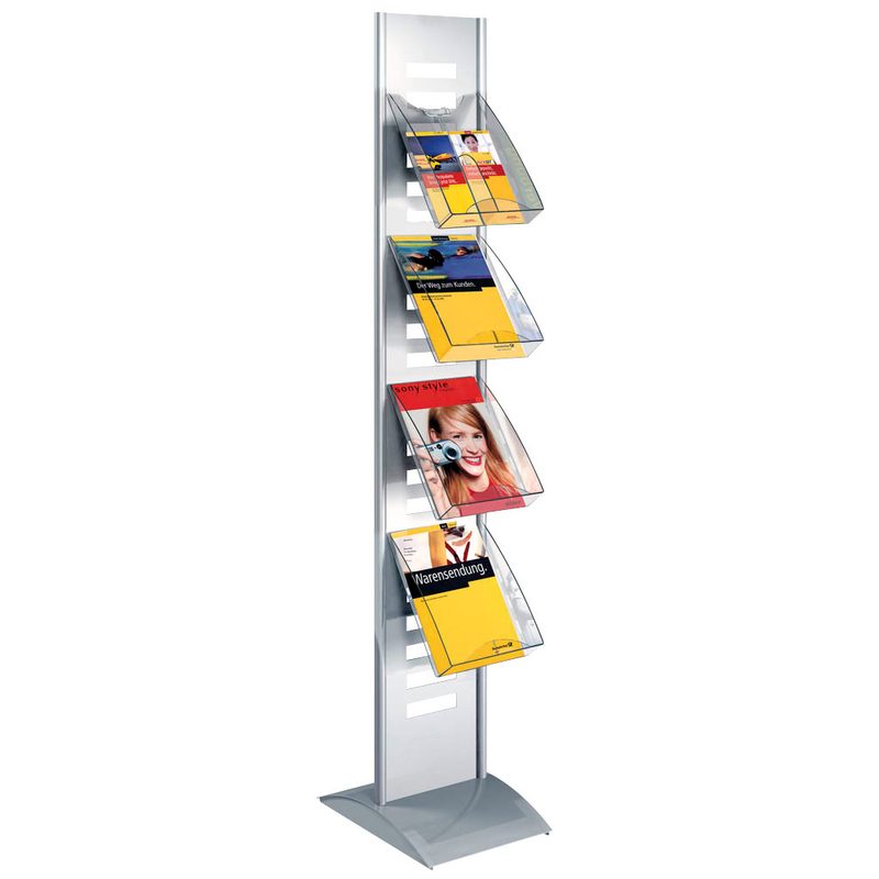 Kerkmann Prospektständer ohne Fächer tec art silber DIN A4, 1/3 DIN A4