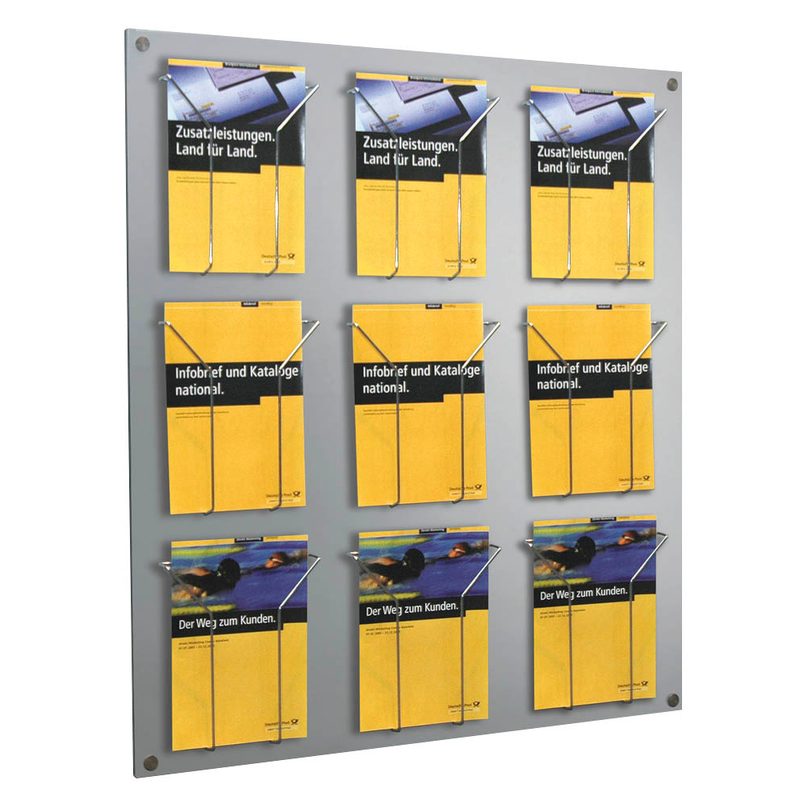 Kerkmann Wandprospekthalter Fokus alu DIN A4 9 Fächer