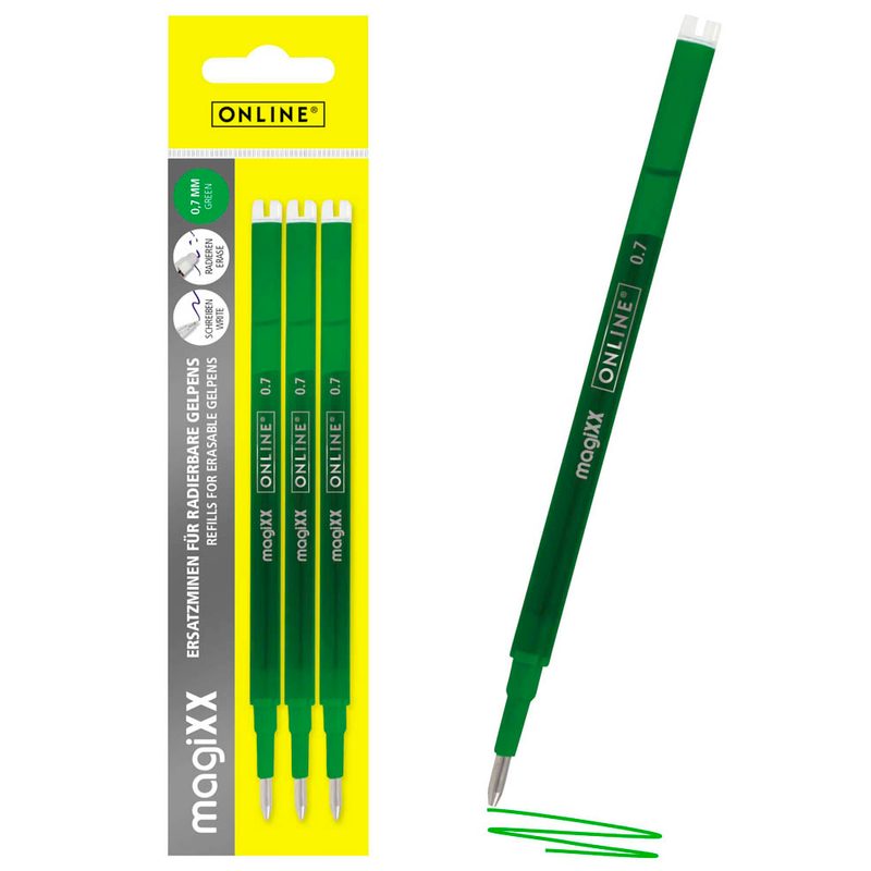 ONLINE® magiXX Gelschreiberminen grün 0,7 mm 3 St.