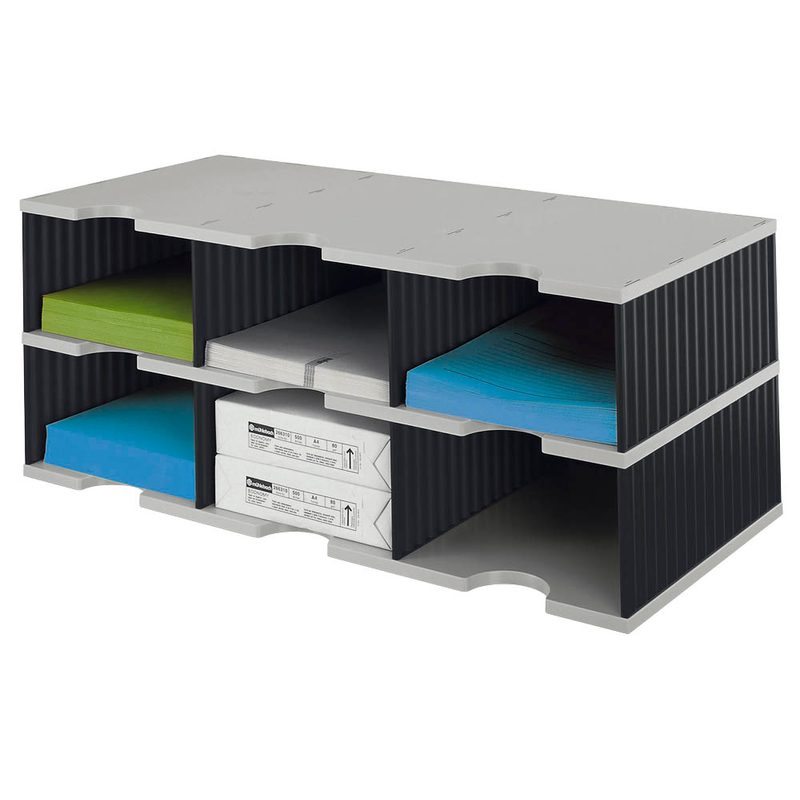 styro Sortierstation Styrodoc Jumbo Grundeinheit grau/schwarz mit 6 Fächer
