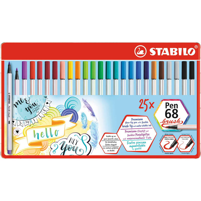 STABILO Pen 68 brush Brush-Pens farbsortiert, 25 St.