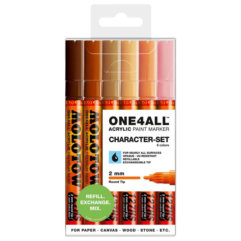 MOLOTOW CHARACTER-SET Acrylstifte farbsortiert 2,0 mm, 6 St.