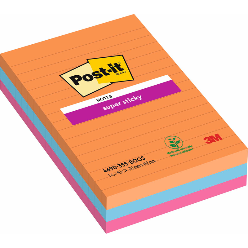 Post-it® Super Sticky Haftnotizen extrastark 46453SSA farbsortiert, 3 Blöcke
