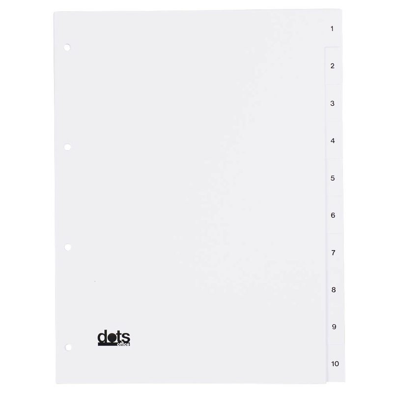 dots Ordnerregister Vollformat 1-10 weiß 10-teilig, 5 Satz