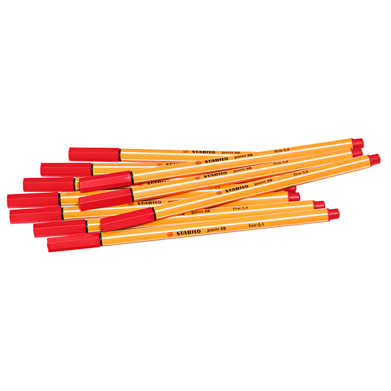 STABILO point 88 Fineliner rot 0,4 mm, 10 St.