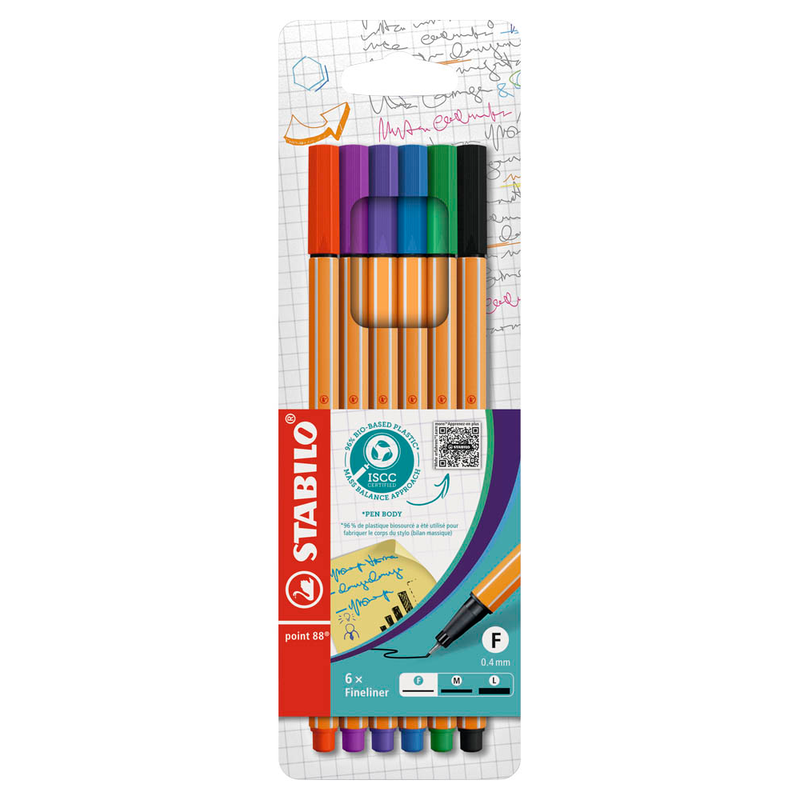 STABILO point 88 Fineliner farbsortiert 0,4 mm, 6 St.