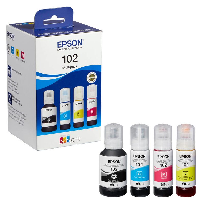 EPSON 102/T03R64  schwarz, cyan, magenta, gelb Tintenflaschen, 4er-Set