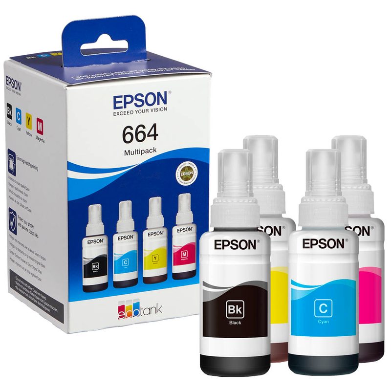 EPSON T6646 schwarz, cyan, magenta, gelb Tintenflaschen, 4er-Set
