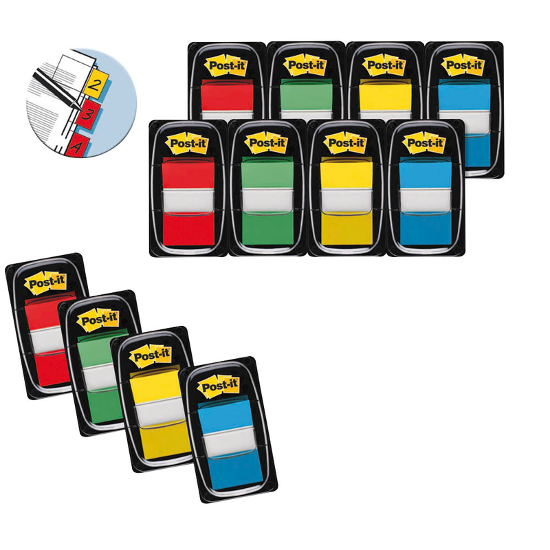8 + 4 GRATIS: Post-it® Index Haftmarker farbsortiert 8x 50 Streifen + GRATIS 4x 50 Streifen