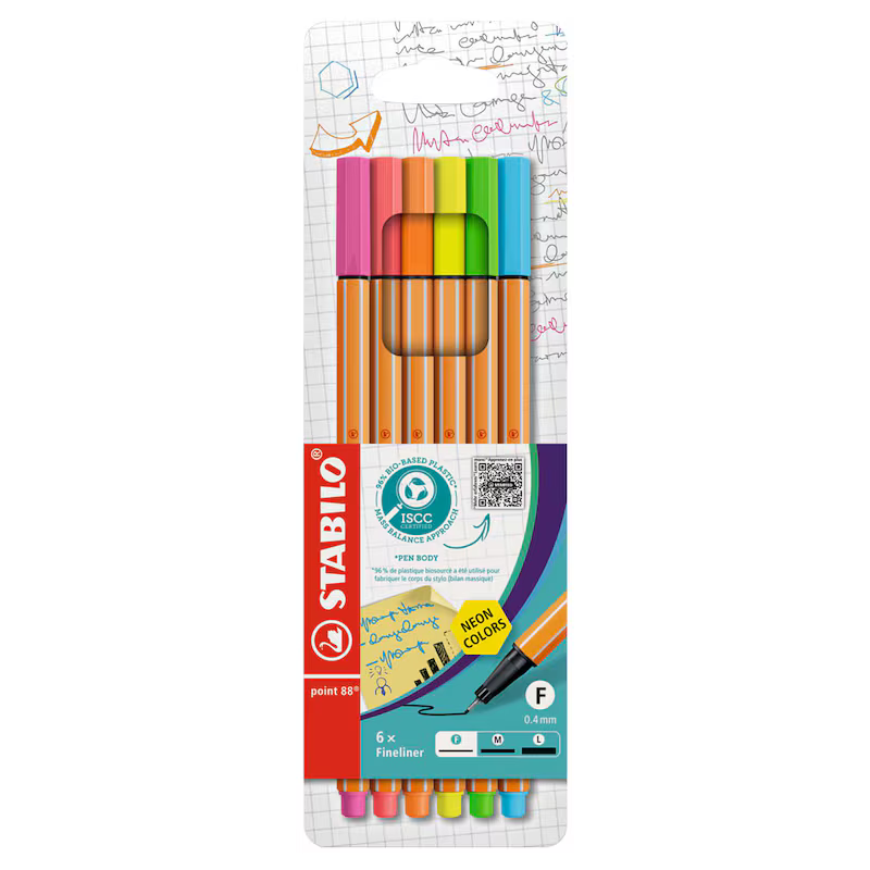 STABILO point 88 NEON Fineliner farbsortiert 0,4 mm, 6 St.