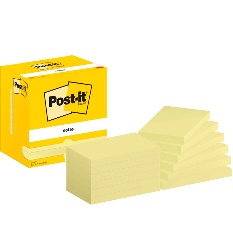 Post-it® Haftnotizen 655-CY gelb, 12 Blöcke