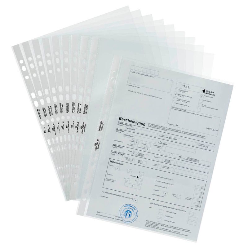 50 DURABLE Prospekthüllen Premium DIN A4 überbreit glasklar glatt 0,08 mm