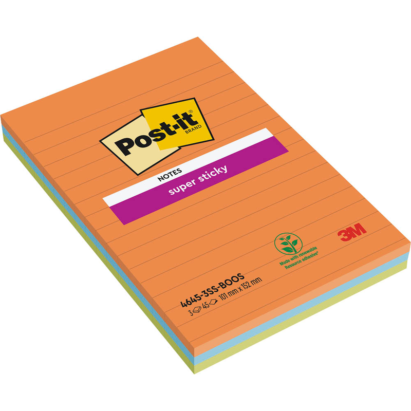Post-it® Super Sticky Haftnotizen extrastark 46453SSA farbsortiert, 3 Blöcke