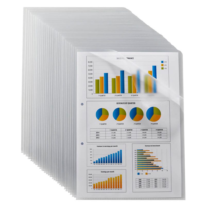 100 bene Sichthüllen DIN A4 transparent genarbt 0,08 mm