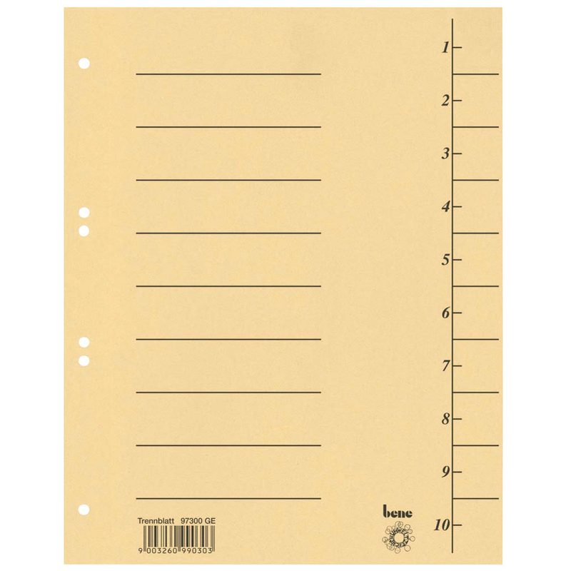 bene Trennblätter 1-10 gelb, 100 St.