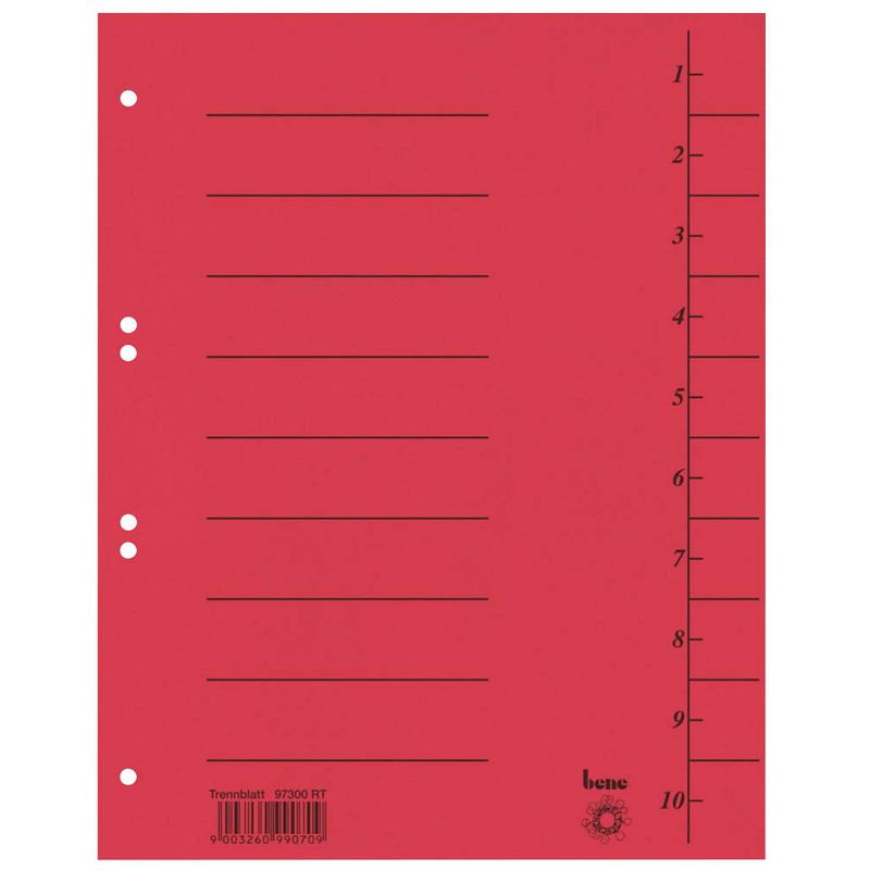 bene Trennblätter 1-10 rot, 100 St.