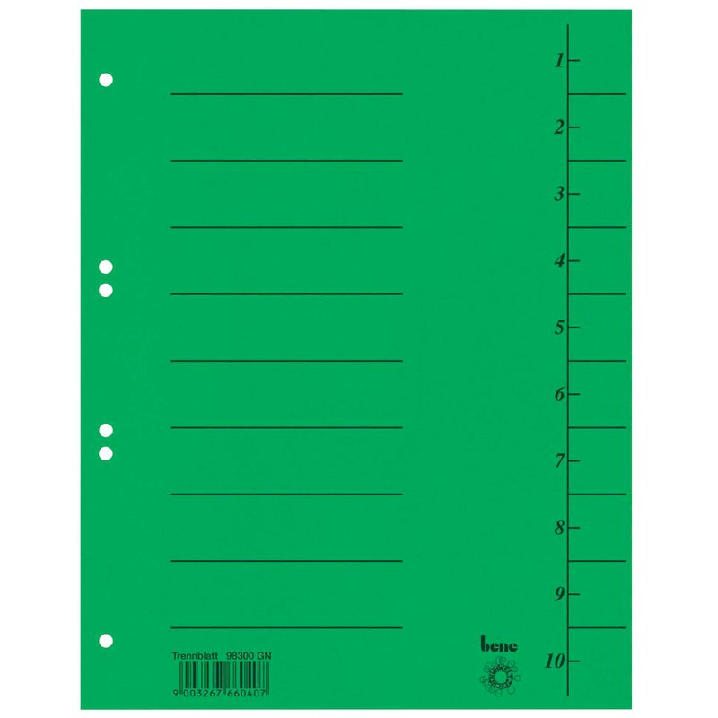 bene Trennblätter 1-10 grün, 50 St.