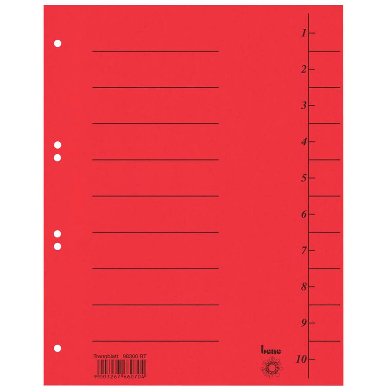 bene Trennblätter 1-10 rot, 50 St.