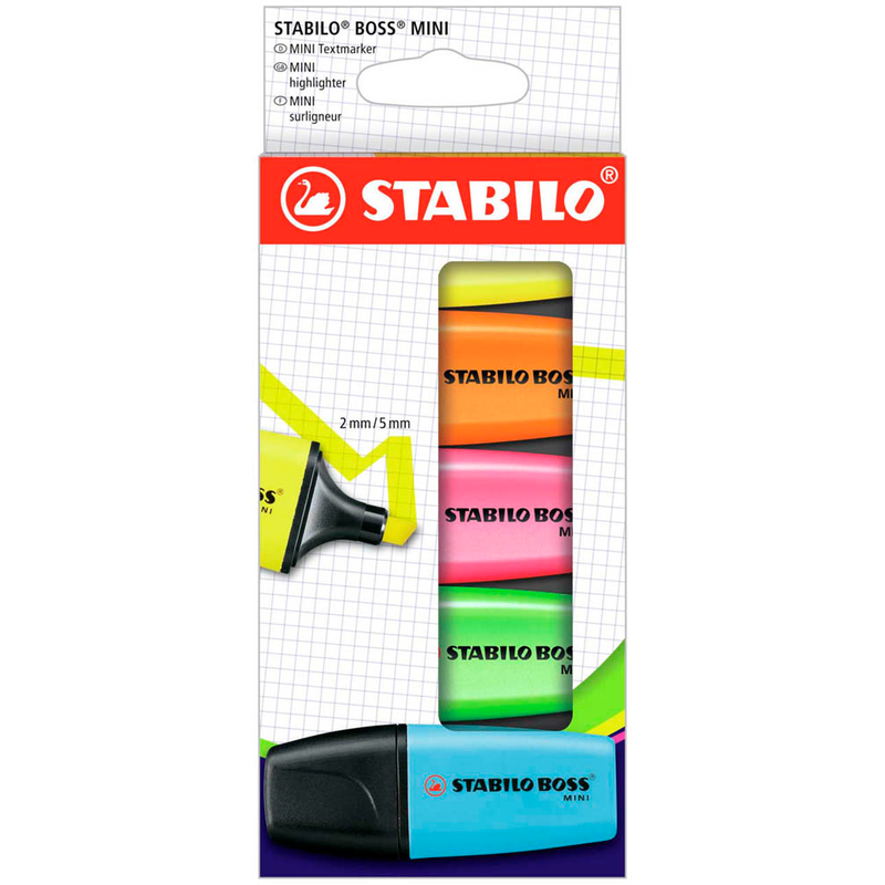 STABILO BOSS MINI Textmarker farbsortiert, 5 St.