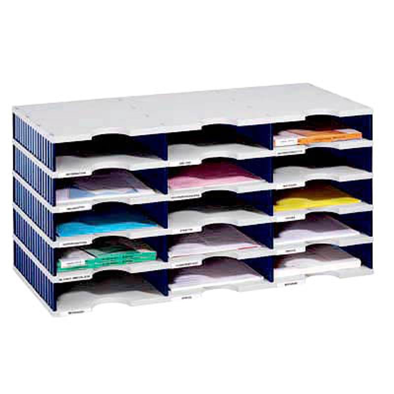 styro Sortierstation Styrodoc grau/blau mit 15 Fächer