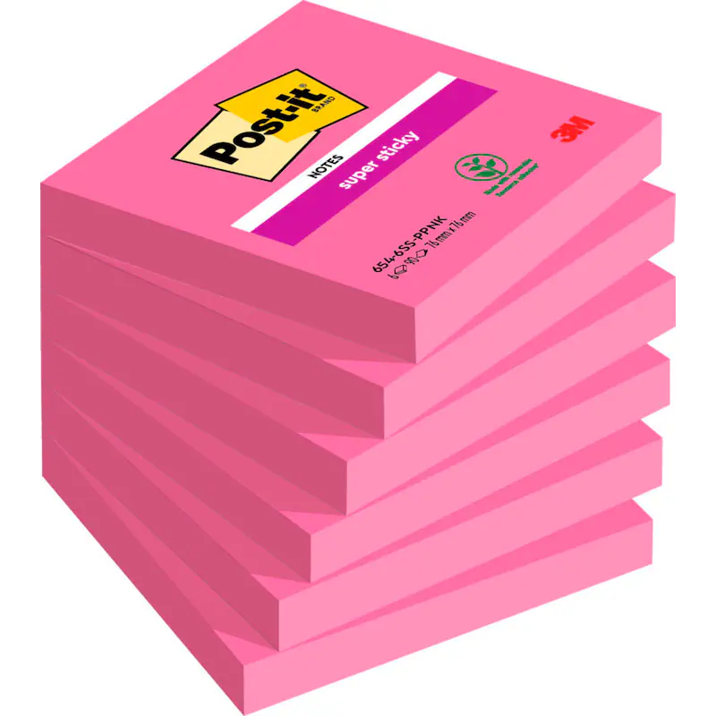 Post-it® Super Sticky Haftnotizen extrastark 654SPI pink, 6 Blöcke