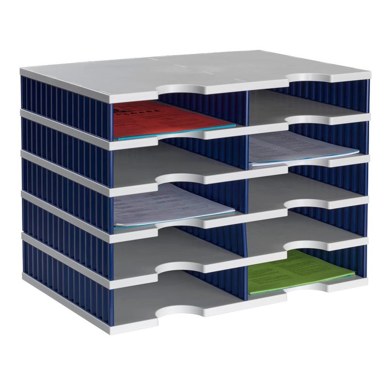 styro Sortierstation Styrodoc grau/blau mit 10 Fächer