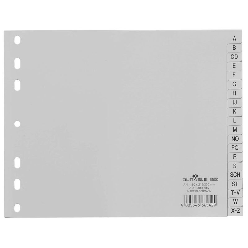 DURABLE Ordnerregister Halbformat A-Z grau 20-teilig, 1 St.