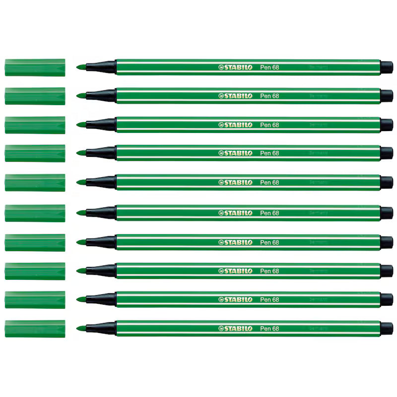 STABILO Pen 68 Filzstifte grün, 10 St.