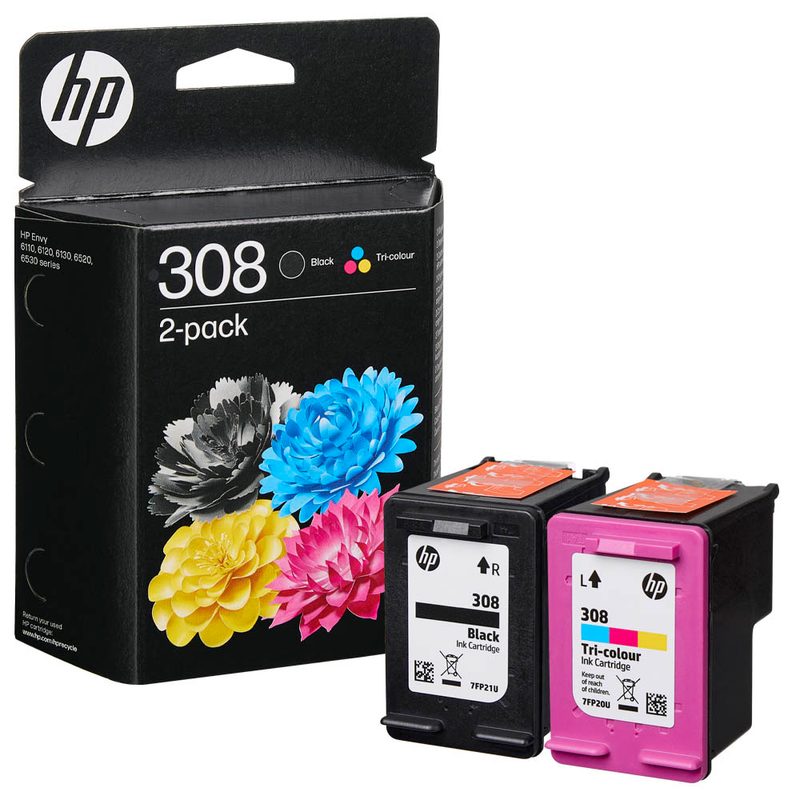 HP 308 (6L6S6UE) schwarz, color Druckerpatronen, 2er-Set