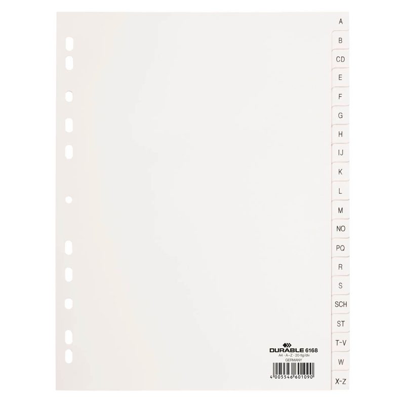 DURABLE Ordnerregister Vollformat A-Z weiß 20-teilig, 1 Satz