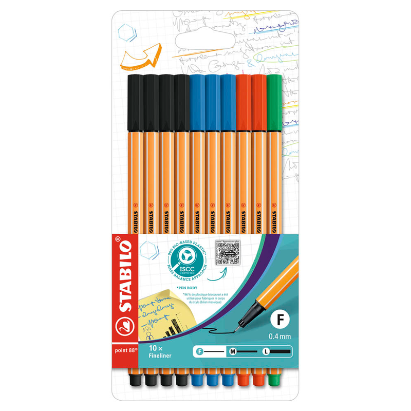 STABILO point 88 Fineliner farbsortiert 0,4 mm, 10 St.