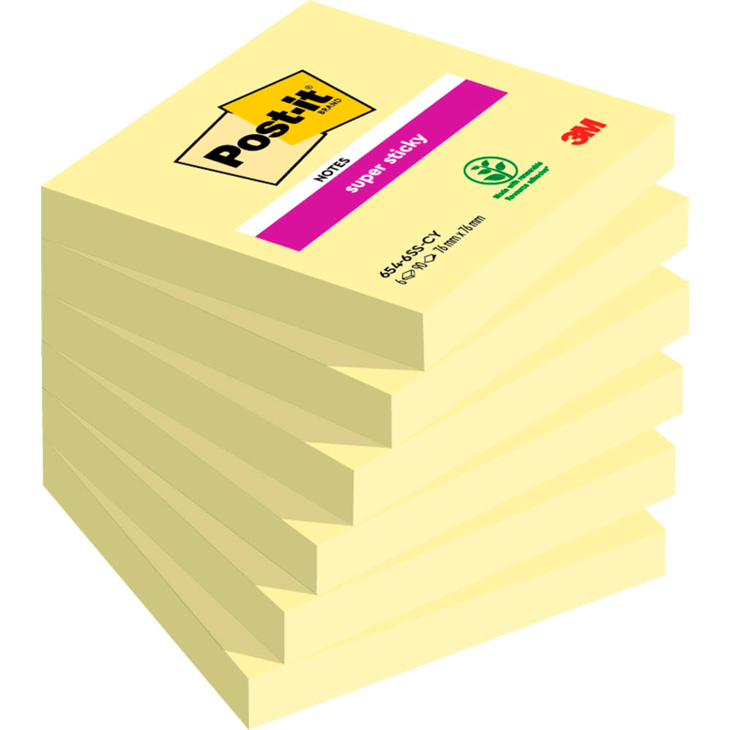 Post-it® Super Sticky Notes Haftnotizen extrastark gelb, 6 Blöcke