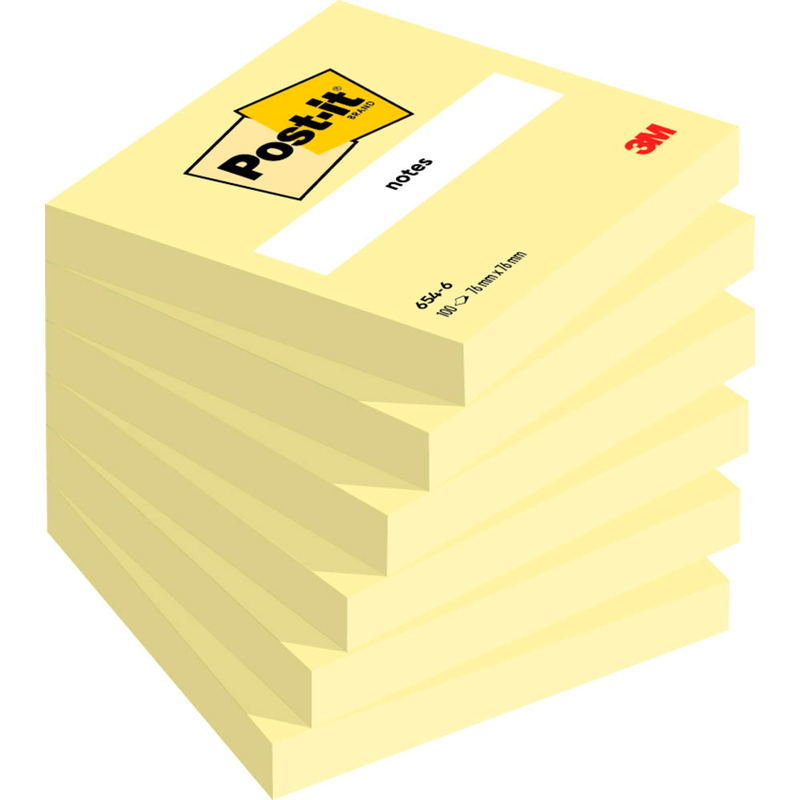 Post-it® Notes 654 Haftnotizen gelb, 6 Blöcke