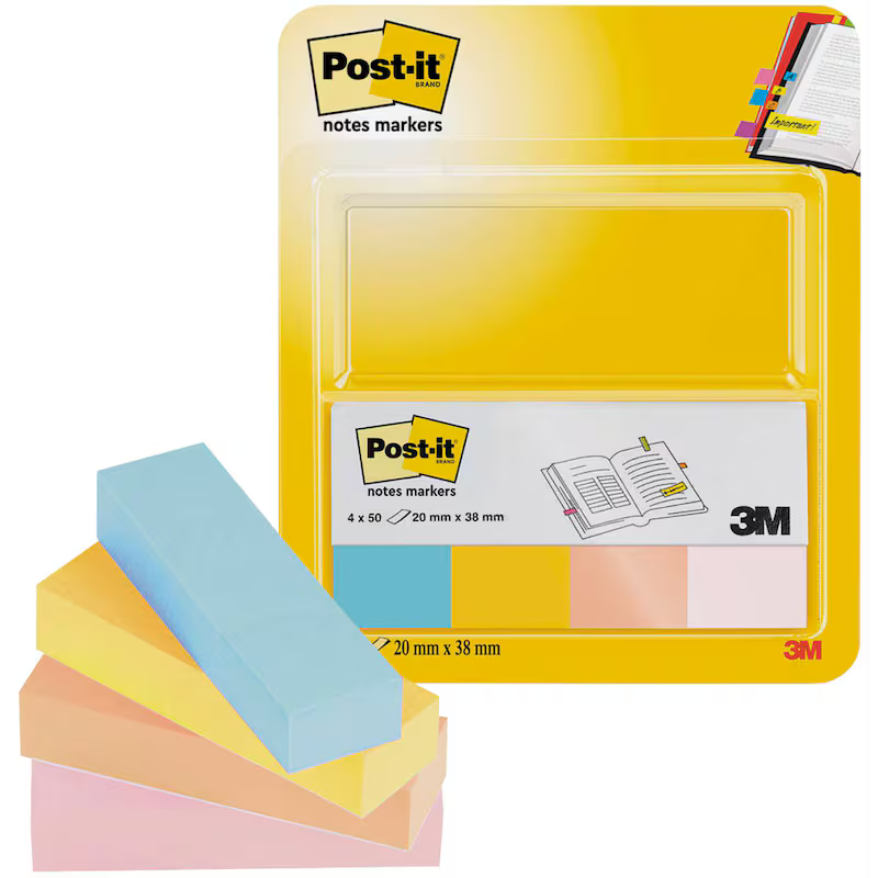 Post-it® Notes Markers Haftmarker farbsortiert 4x 50 Streifen