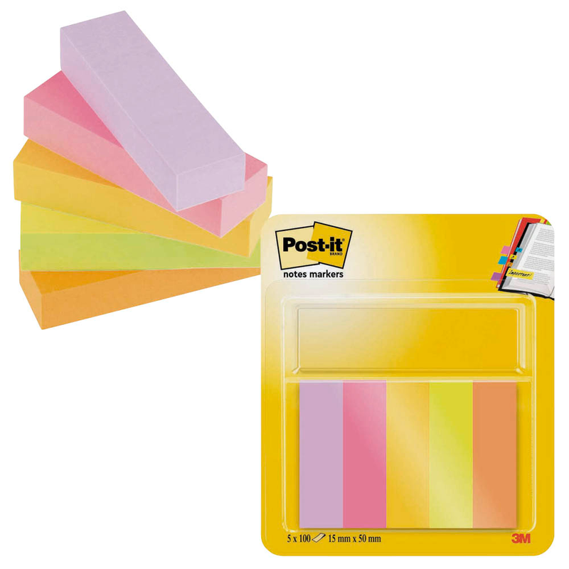 Post-it® Page Marker Energetic Haftmarker farbsortiert 5x 50 Streifen