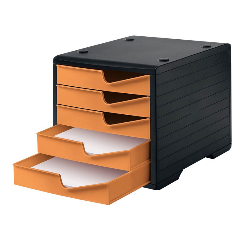 styro Schubladenbox styroswingbox  apricot 275-8430.4194, DIN A4 mit 5 Schubladen