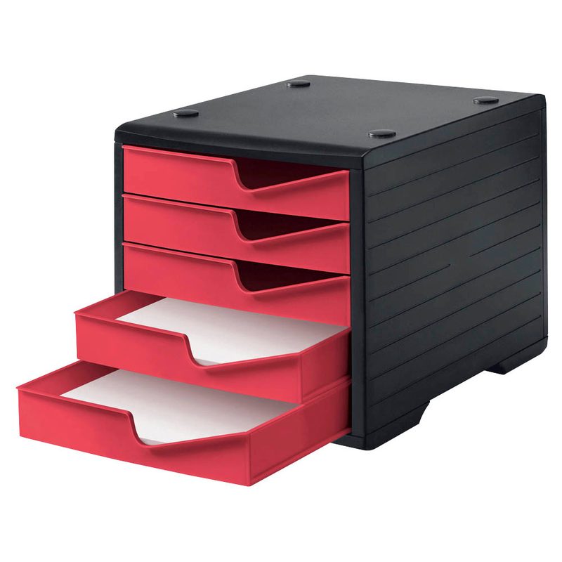 styro Schubladenbox styroswingbox  cranberry 275-8430.2294, DIN A4 mit 5 Schubladen